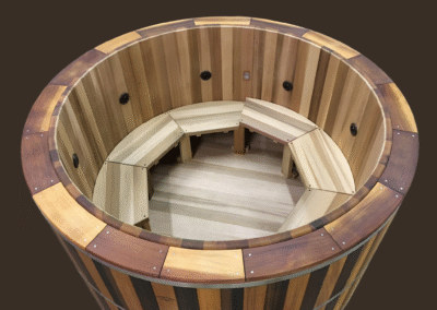 interior of natural hot tub showcasing the wood